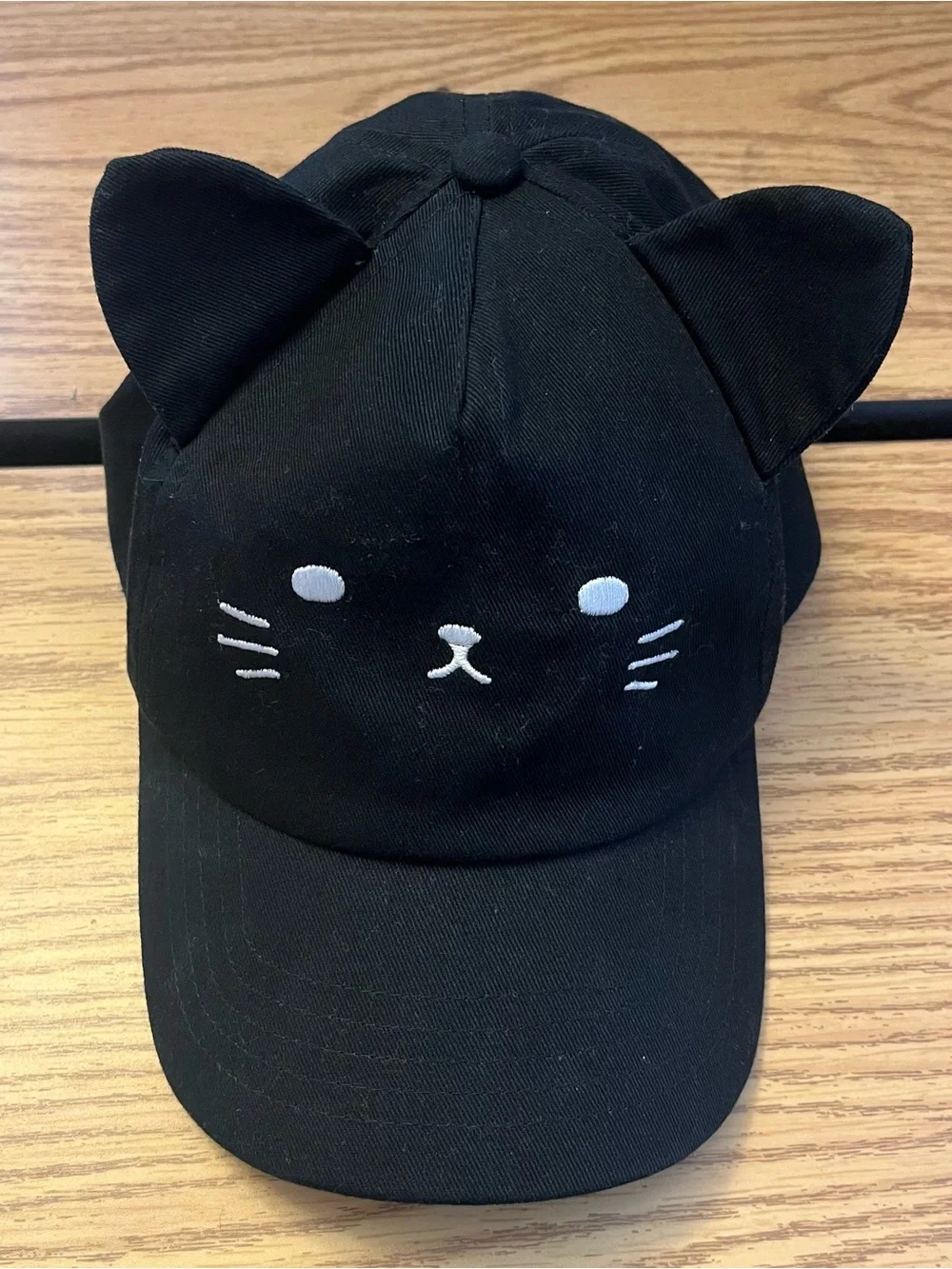 Black Embroidered Cat Ear Baseball Cap